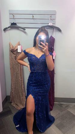 Ellie Wilde Blue Size 2 Side slit Dress on Queenly