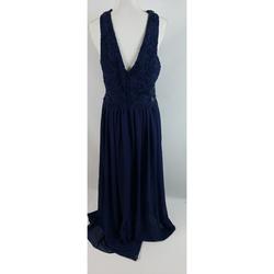 City Studio Blue Size 14 Plus Size Side Slit A-line Dress on Queenly