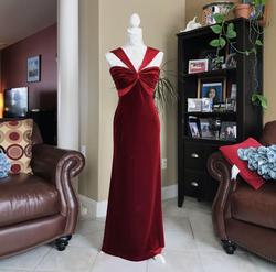 Tadashi Red Size 4 Pageant Velvet Straight Dress on Queenly