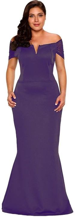 Style B073L9K7WH Lalagen Purple Size 24 Plunge Plus Size Mermaid Dress on Queenly
