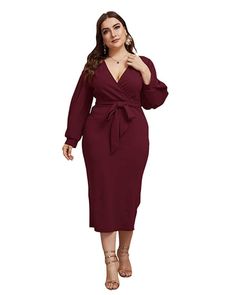 Style B07XK6R7M Verdusa Red Size 20 V Neck Tall Height Cocktail Dress on Queenly