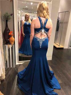 Karishmina Couture Blue Size 8 Halter Mermaid Dress on Queenly