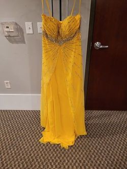 Style 9589 Joli Prom Yellow Size 16 Floor Length Tall Height Plus Size Straight Dress on Queenly