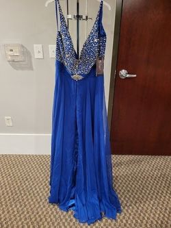 Style 64912V Mac Duggal Royal Blue Size 16 Black Tie $300 Floor Length Straight Dress on Queenly
