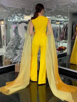 Style 2334 Fernando Wong Yellow Size 4 Pageant Interview Tall Height Jumpsuit Dress on Queenly