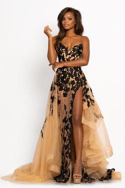 Style 2164 Johnathan Kayne Black Size 6 Holiday Tall Height Strapless Prom Side slit Dress on Queenly