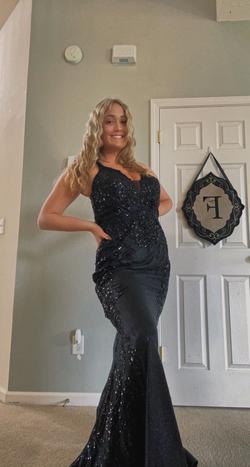 Ellie Wilde Black Size 12 Military Floor Length Mermaid Dress on Queenly