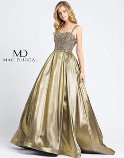 Style 66743H Mac Duggal Gold Size 14 Tall Height Prom Ball gown on Queenly