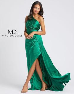 Style 49006A Mac Duggal Green Size 8 One Shoulder Prom Side slit Dress on Queenly
