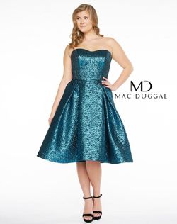 Style 66280F Mac Duggal Blue Size 18 Graduation Strapless Cocktail Dress on Queenly