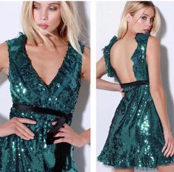 Free People Green Size 0 Sequined 50 Off Holiday Euphoria Cocktail Dress on Queenly
