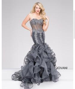 Jovani Nude Size 10 Sheer Strapless Prom Mermaid Dress on Queenly