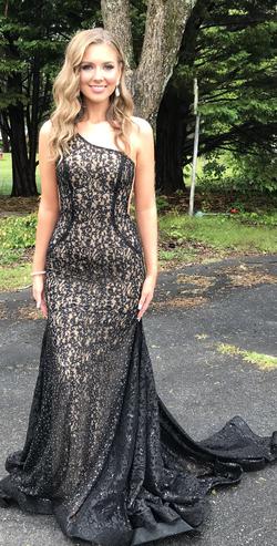Jovani Black Size 0 Pageant Sequined Train Prom Mermaid Dress on Queenly