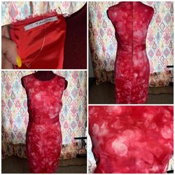 T Tahari Red Size 4 Medium Height Midi Silk Cocktail Dress on Queenly