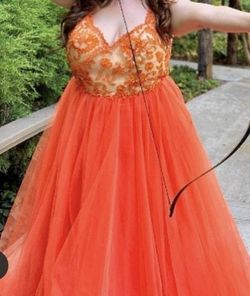 Tarik Ediz Orange Size 20 Floor Length Ball gown on Queenly