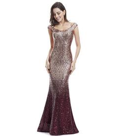 Medi Gold Size 6 Ombre Burgundy Mermaid Dress on Queenly