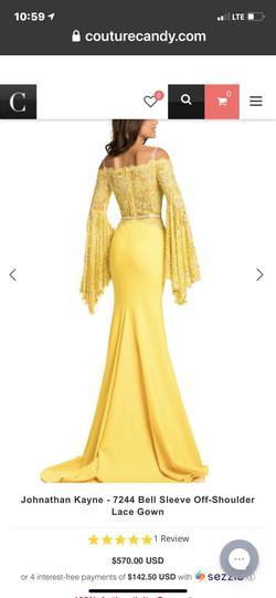 Style 7244 Johnathan Kayne Yellow Size 4 Pageant Prom Mermaid Dress on Queenly