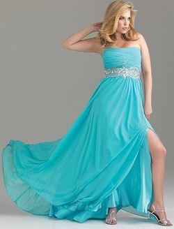 Style 6518W Madison James Blue Size 28 Plus Size Side slit Dress on Queenly