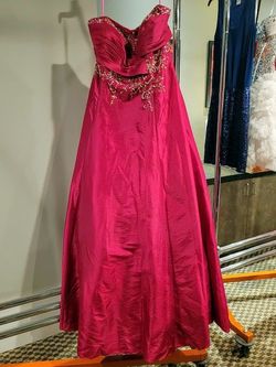 Style 3956 Mystique Hot Pink Size 24 Jewelled Sequin Floor Length A-line Dress on Queenly