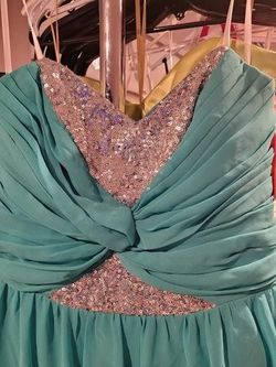 Style 10674867 Josh Prom Blue Size 12 Teal Sweetheart Euphoria Plus Size Cocktail Dress on Queenly