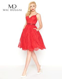 Style 40920R Mac Duggal Red Size 6 Holiday Tall Height Pockets Cocktail Dress on Queenly