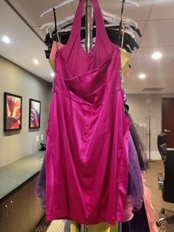 Style 27X7212 Josh And Jazz Prom Pink Size 12 Jewelled Plus Size Magenta Summer Cocktail Dress on Queenly