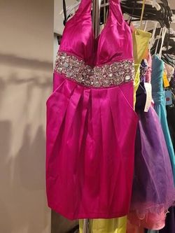 Style 27X7212 Josh And Jazz Prom Pink Size 12 Jewelled Plus Size Magenta Summer Cocktail Dress on Queenly