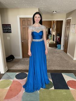 Custom Sherri Hill Blue Size 4 Pageant Ball gown on Queenly