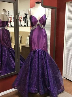 Larissa Couture LV Purple Size 8 Satin Pageant Floor Length Shiny Mermaid Dress on Queenly