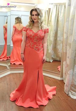 Larissa Couture LV Orange Size 8 Side slit Dress on Queenly