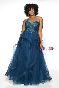 Style 5724W Blush Prom Blue Size 22 Tall Height Strapless Prom Ball gown on Queenly