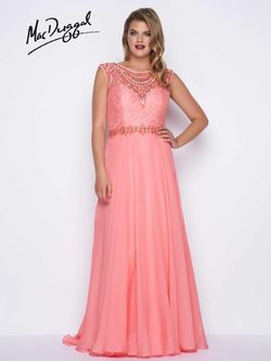 Style 77169F Mac Duggal Orange Size 14 Sheer A-line Coral Tall Height Straight Dress on Queenly