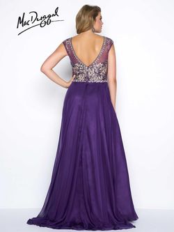 Style 11102F Mac Duggal Purple Size 14 Pattern Shiny Tall Height Side slit Dress on Queenly