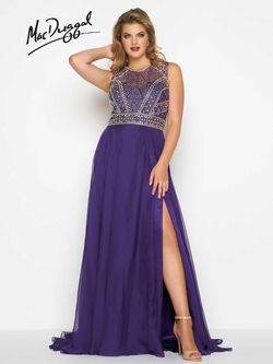 Style 65986F Mac Duggal Purple Size 26 Train Black Tie Side slit Dress on Queenly