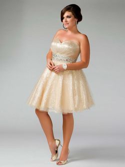 Style 64378F Mac Duggal Nude Size 20 Strapless Prom Plus Size Cocktail Dress on Queenly