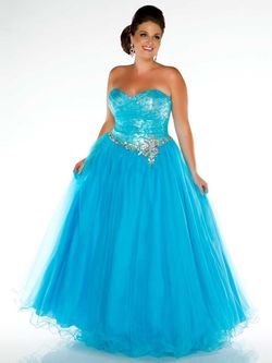 Style 76427F Mac Duggal Blue Size 26 Tall Height Sweetheart Turquoise Ball gown on Queenly