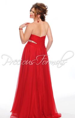 Style W52032 Precious Formals Red Size 22 Holiday Tall Height Strapless Prom Side slit Dress on Queenly