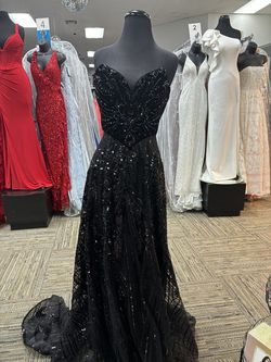 Style 9014 Johnathan Kayne Black Size 0 Prom Floor Length Jersey 9014 A-line Dress on Queenly