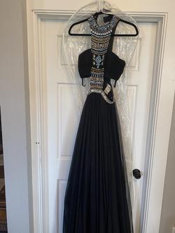 Sherri Hill Black Size 4 Floor Length Halter Straight Dress on Queenly