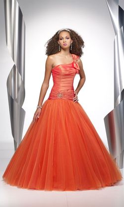 Style 9063 Alyce Paris Orange Size 4 Floor Length Prom Ball gown on Queenly