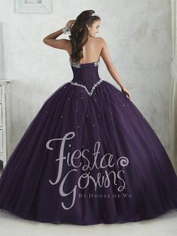 Style 56310 House of Wu Fiesta Purple Size 14 Quinceanera Tall Height Strapless Ball gown on Queenly