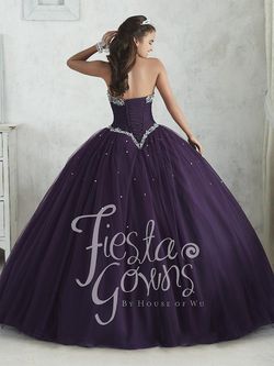 Style 56310 House of Wu Fiesta Purple Size 4 Floor Length Sweetheart Ball gown on Queenly
