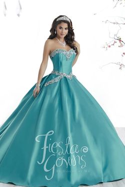 Style 56322 House of Wu Fiesta Blue Size 4 Sweetheart Corset Floor Length Tall Height Ball gown on Queenly