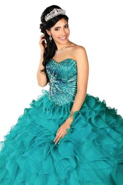 Style 2197 Karishma Creations Blue Size 14 Tall Height Corset Strapless Ball gown on Queenly
