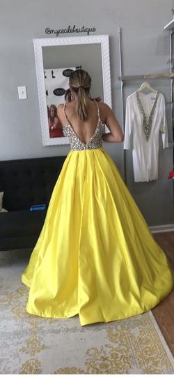 Ashley Lauren Yellow Size 4 V Neck Ball gown on Queenly