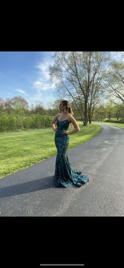 Jovani Green Size 0 Prom Strapless Military Mermaid Dress on Queenly