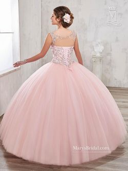Style 4802 Mary's Pink Size 4 Tall Height Lace Tulle Ball gown on Queenly