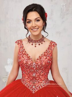 Style 4813 Mary's Red Size 8 Cap Sleeve Sleeves Floor Length Ball gown on Queenly