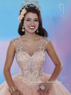 Style 4655 Mary's Pink Size 2 Prom 4655 Corset Sequin Ball gown on Queenly