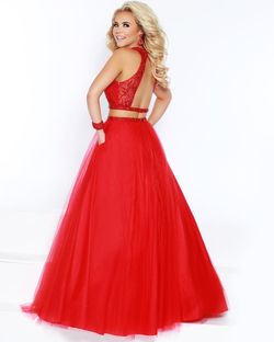 Style 91523 2Cute Prom Red Size 8 Halter Floor Length A-line Dress on Queenly